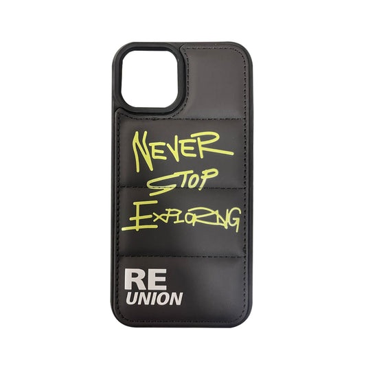 Never Stop Exploring Puffer Case